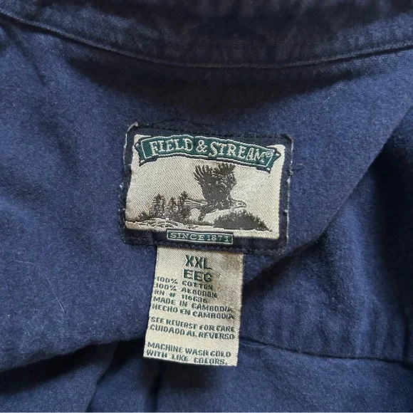 Field & Stream Button Up Heavyweight Flannel In Dark Navy Blue Size XXL Casual - Picture 7 of 10